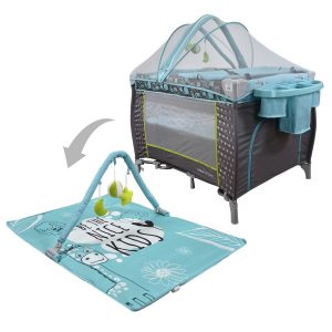 Corral Cuna Bebe Mecedora Happy Baby Miami Azul