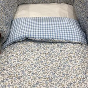 Funda nórdica + protector + relleno para cuna de 120×60 Ane/vichy celeste