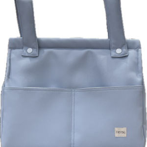Bolso-panera grande para carrito de bebé piel celeste